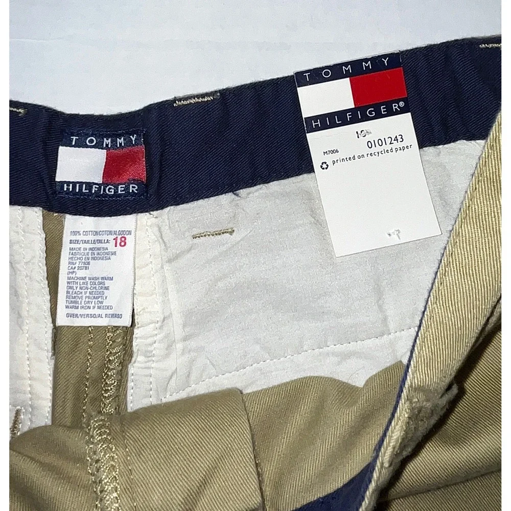 NWT Tommy Hilfiger Chino Shorts Boys 18 Khaki Surf Frayed Hem Tan Back to School